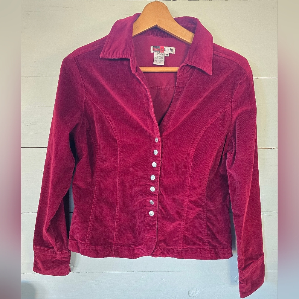 Vintage 90's Live A Little  Red Women's Corduroy  Jacket Snap Closure Sz Med